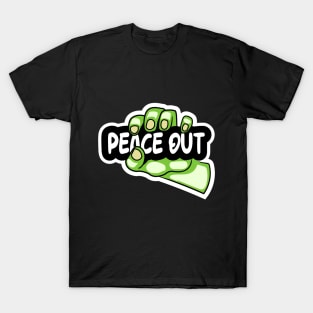 Hulk Hand grabbing Peace out text T-Shirt